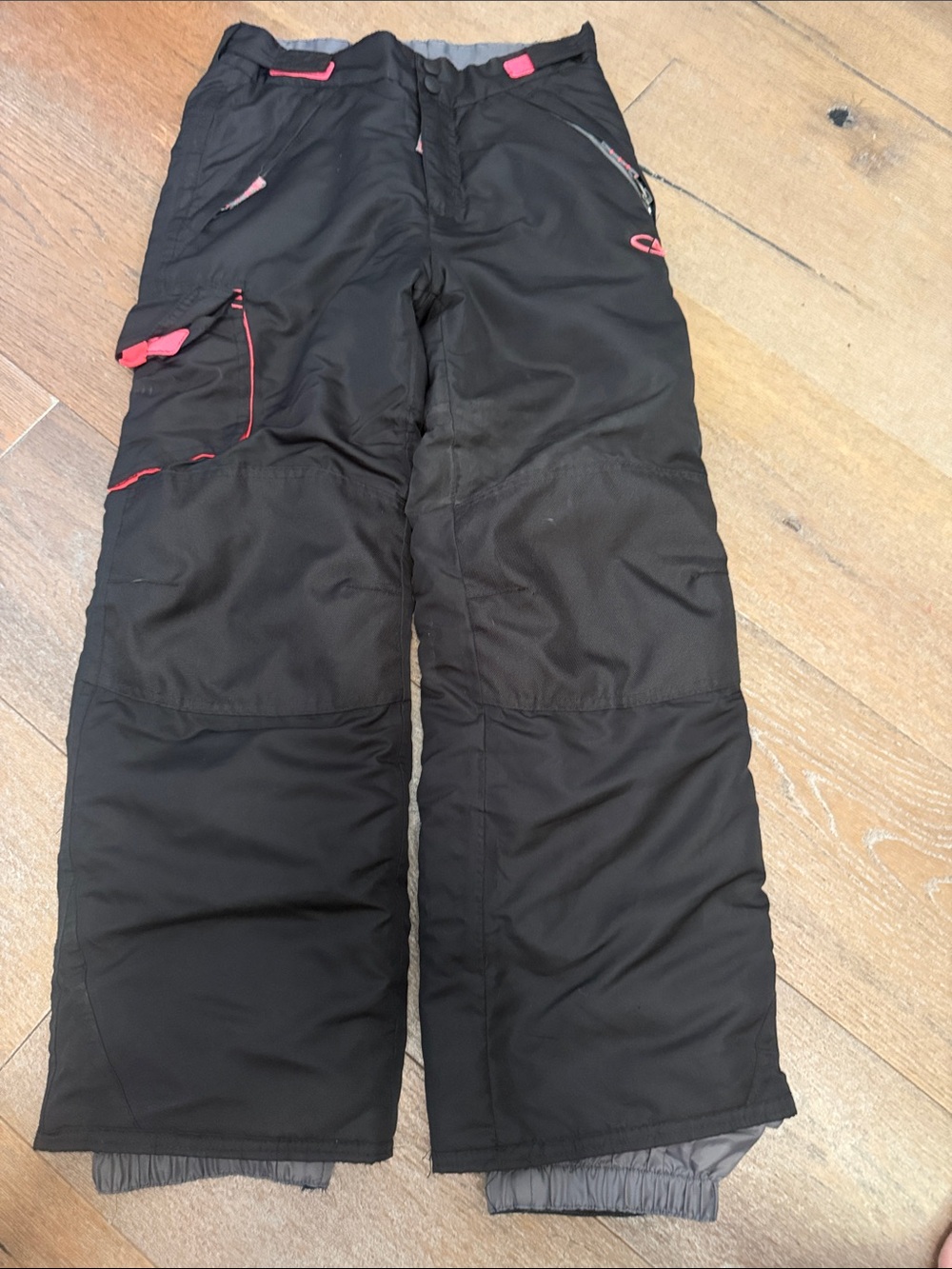 Kids Insulated Black Jogger Pants with Pink Accents
